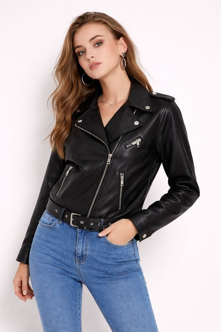 Maggie | Zip-Up Faux Leather Jacket for Women