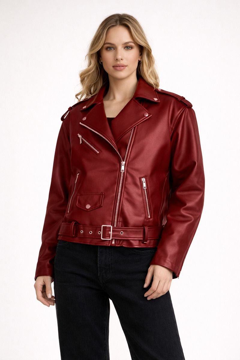 Madelyn | Faux Leather Moto Jacket for Women