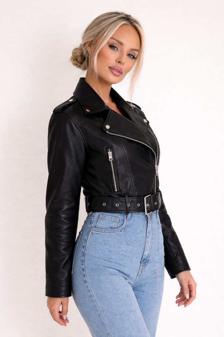 Lucille | Faux Leather Moto Jacket for Women