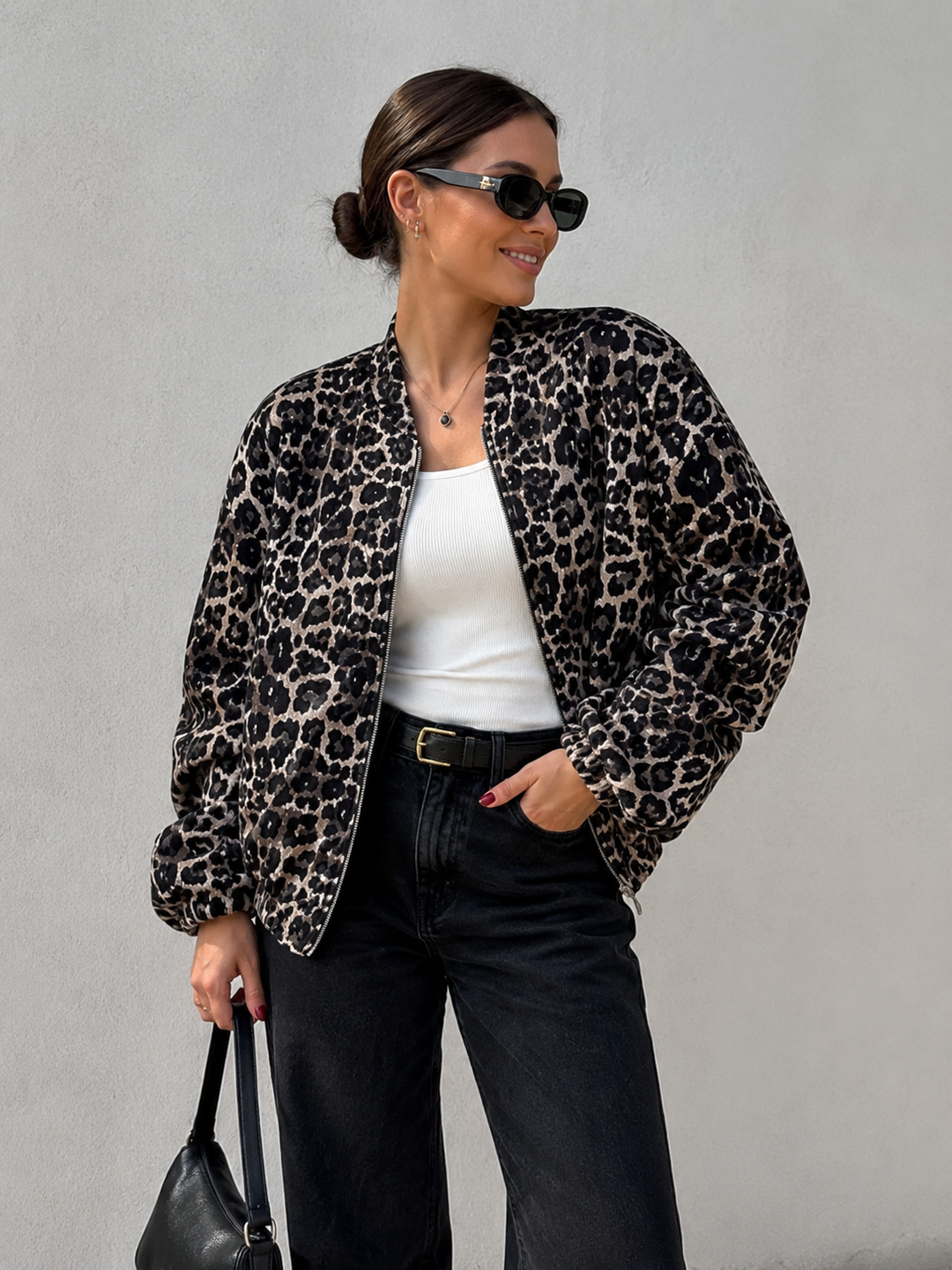 Jenna | Leopard Print Zip-Up Jacket for Women