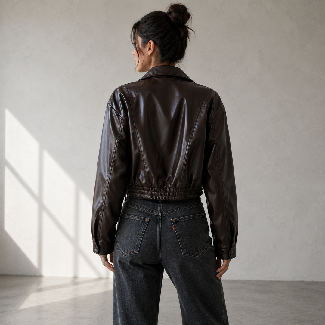 Joy | Short Faux Leather Jacket for Women