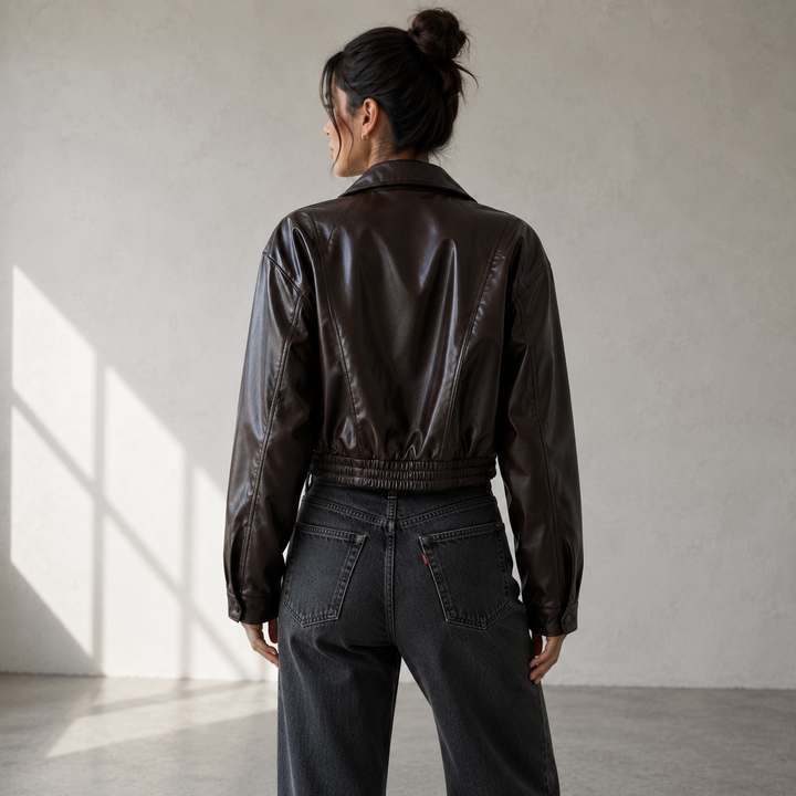 Joy | Short Faux Leather Jacket for Women