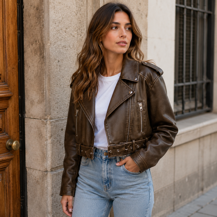 Gemma | Faux Leather Moto Jacket for Women