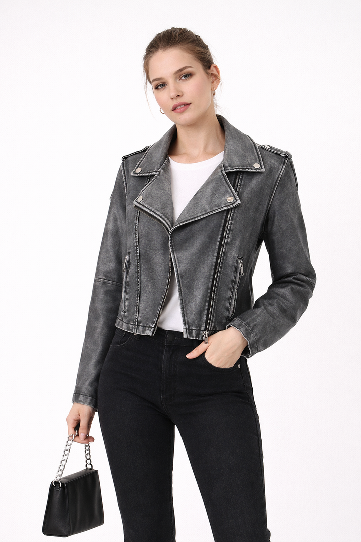 Miranda | Faux Leather Moto Jacket for Women