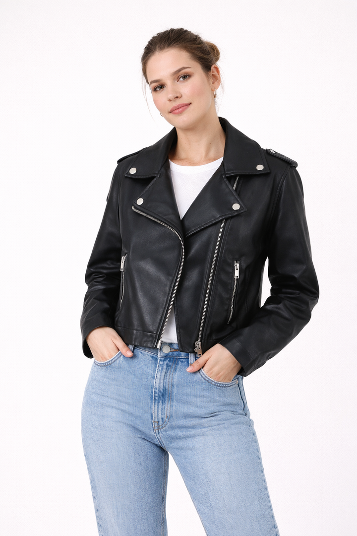 Miranda | Faux Leather Moto Jacket for Women