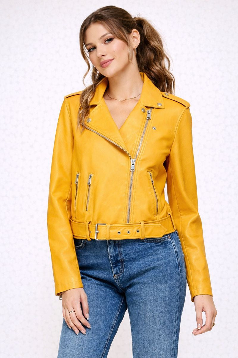 Megan | Faux Leather Moto Jacket for Women