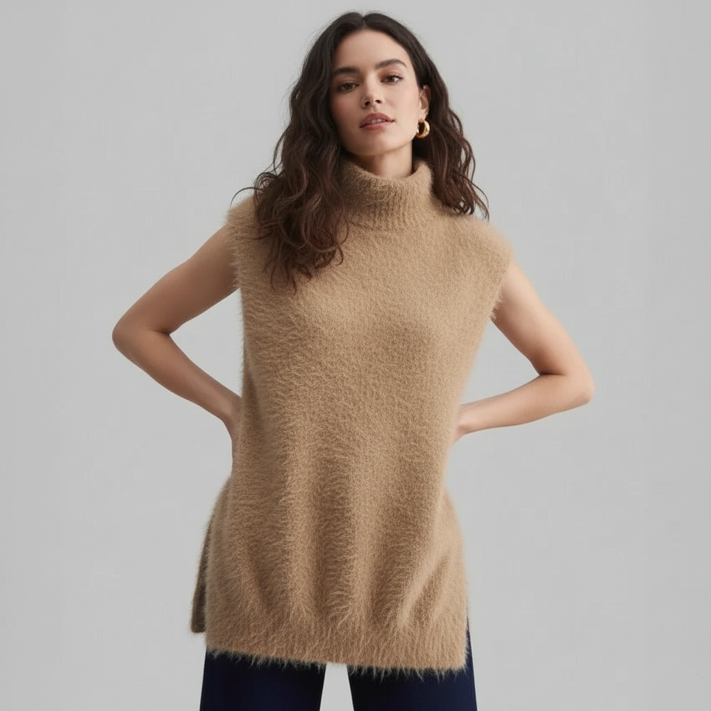 Eden | High Neck Sleeveless Turtleneck Vest for Women