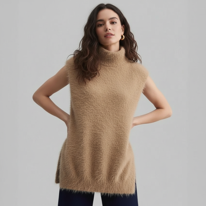 Eden | High Neck Sleeveless Turtleneck Vest for Women