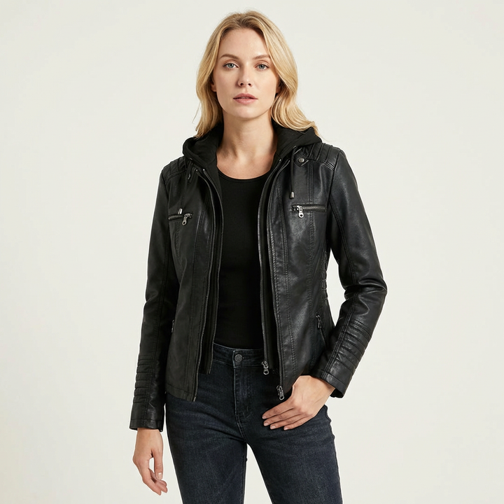 Selena | Hooded Zip-Up Moto Jacket for Women