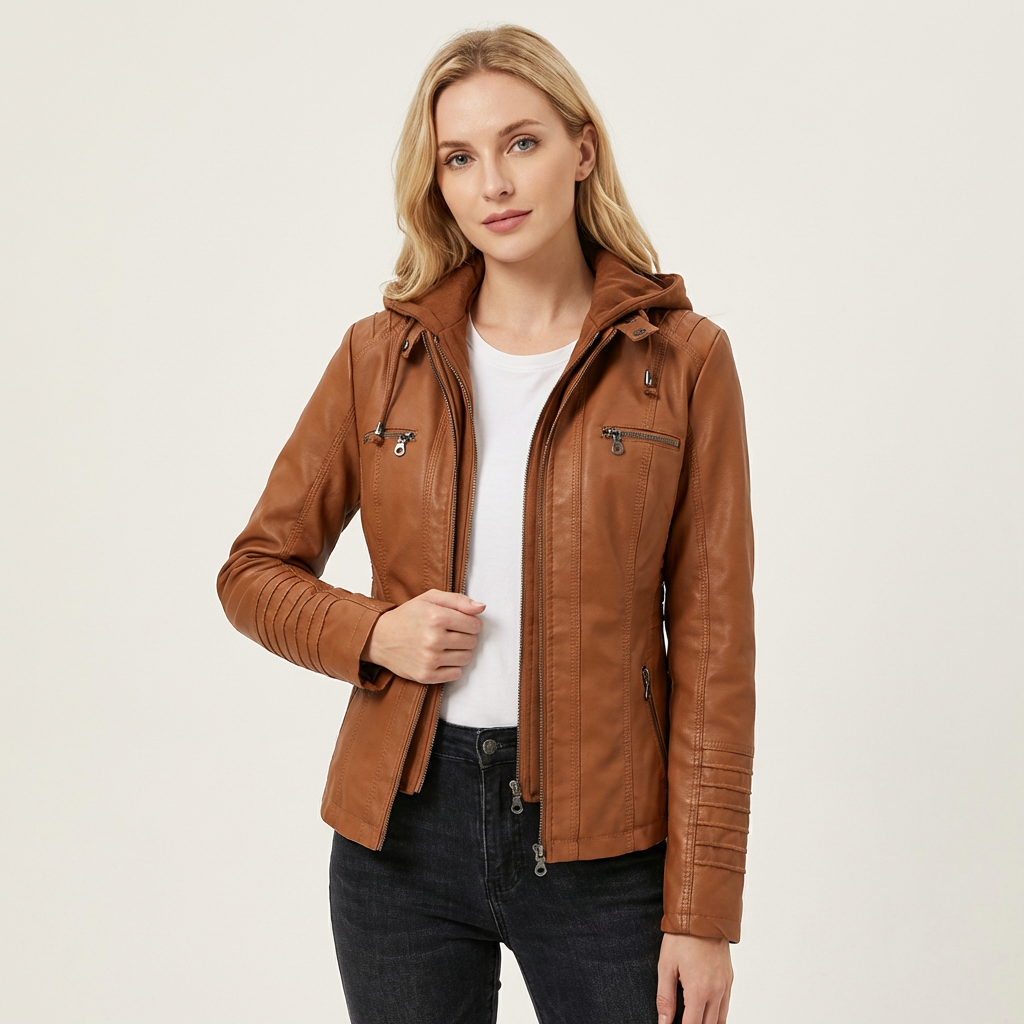 Selena | Hooded Zip-Up Moto Jacket for Women