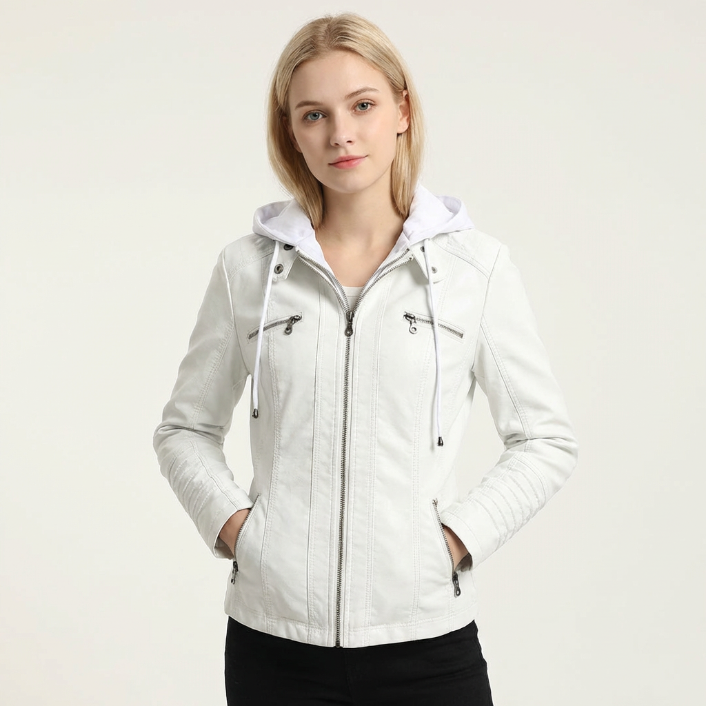 Selena | Hooded Zip-Up Moto Jacket for Women