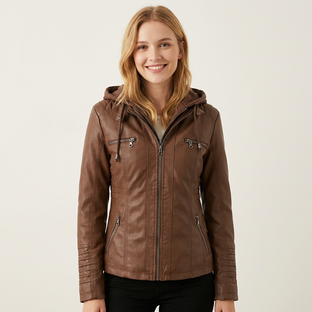 Selena | Hooded Zip-Up Moto Jacket for Women