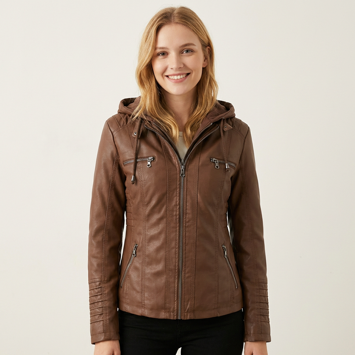 Selena | Hooded Zip-Up Moto Jacket for Women