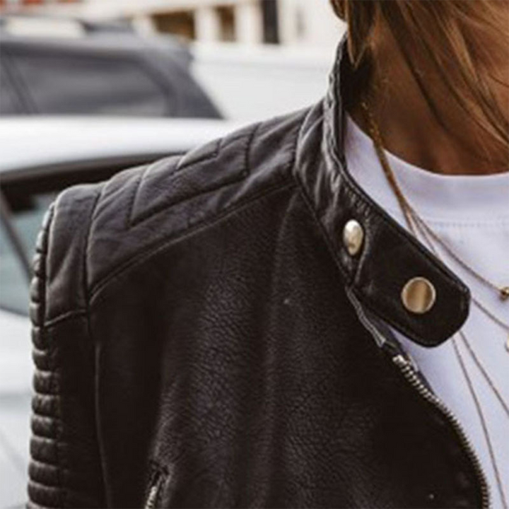 Simone | Quilted Leather Moto Jacket for Women