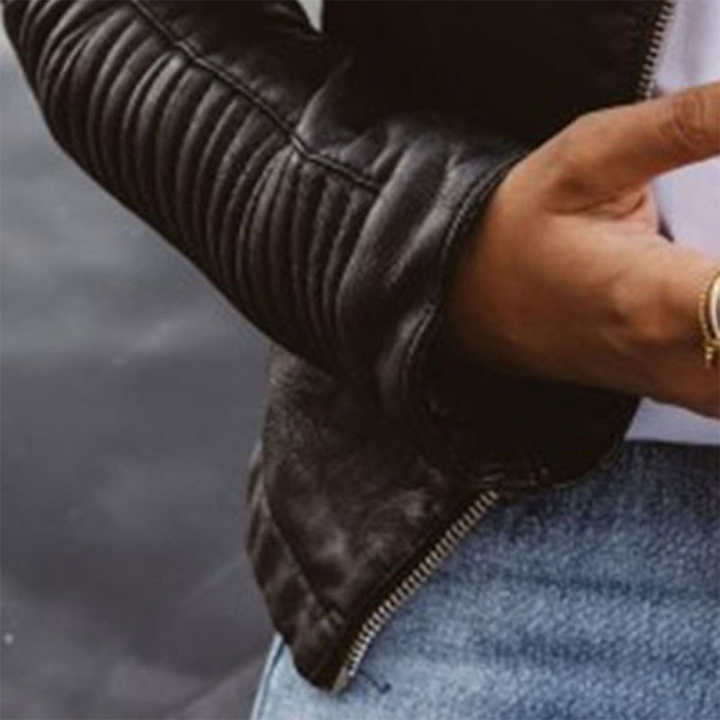 Simone | Quilted Leather Moto Jacket for Women