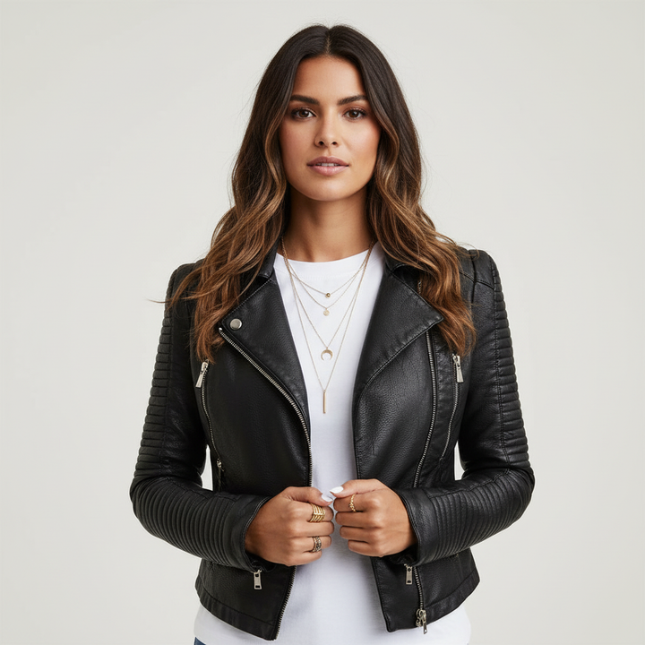 Simone | Quilted Leather Moto Jacket for Women