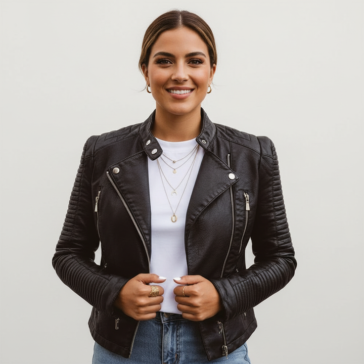 Simone | Quilted Leather Moto Jacket for Women