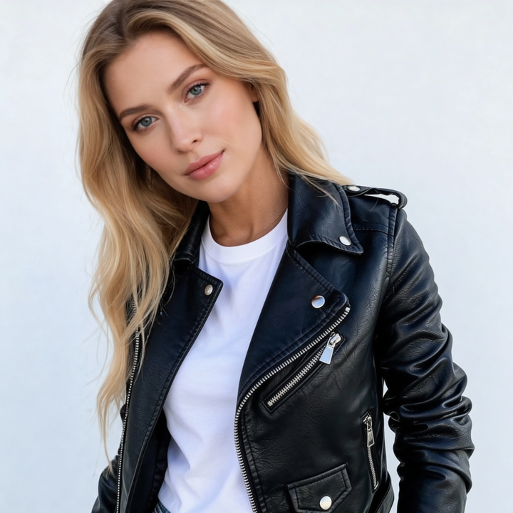 Frances | Faux Leather Moto Jacket for Women