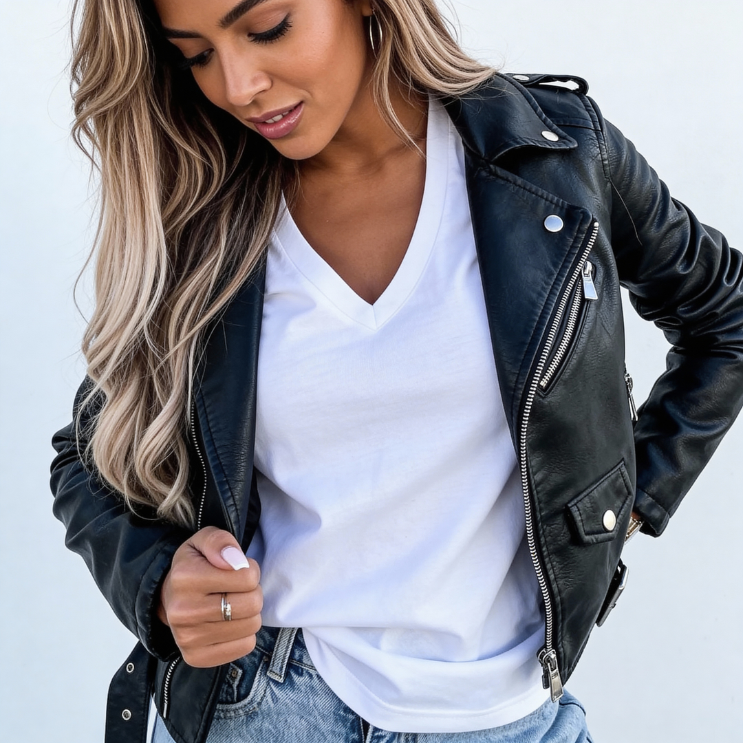 Frances | Faux Leather Moto Jacket for Women