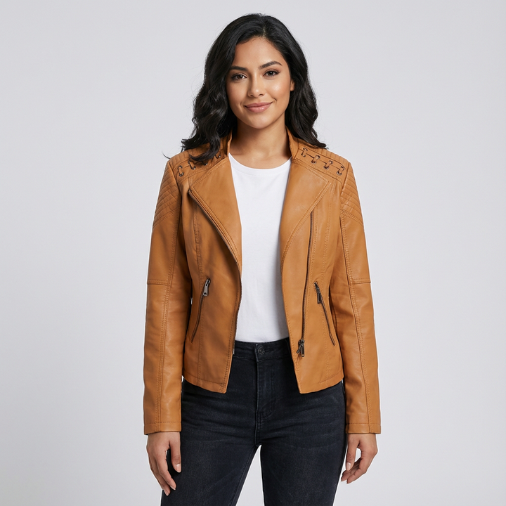 Helena | Faux Leather Moto Jacket for Women