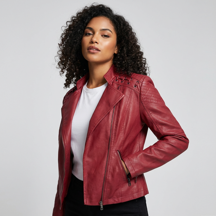 Helena | Faux Leather Moto Jacket for Women