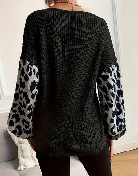 Ashley | Leopard Print Graphic Sweater for Women