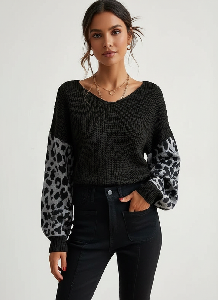 Ashley | Leopard Print Graphic Sweater for Women