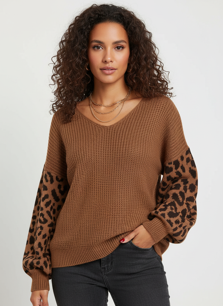 Ashley | Leopard Print Graphic Sweater for Women