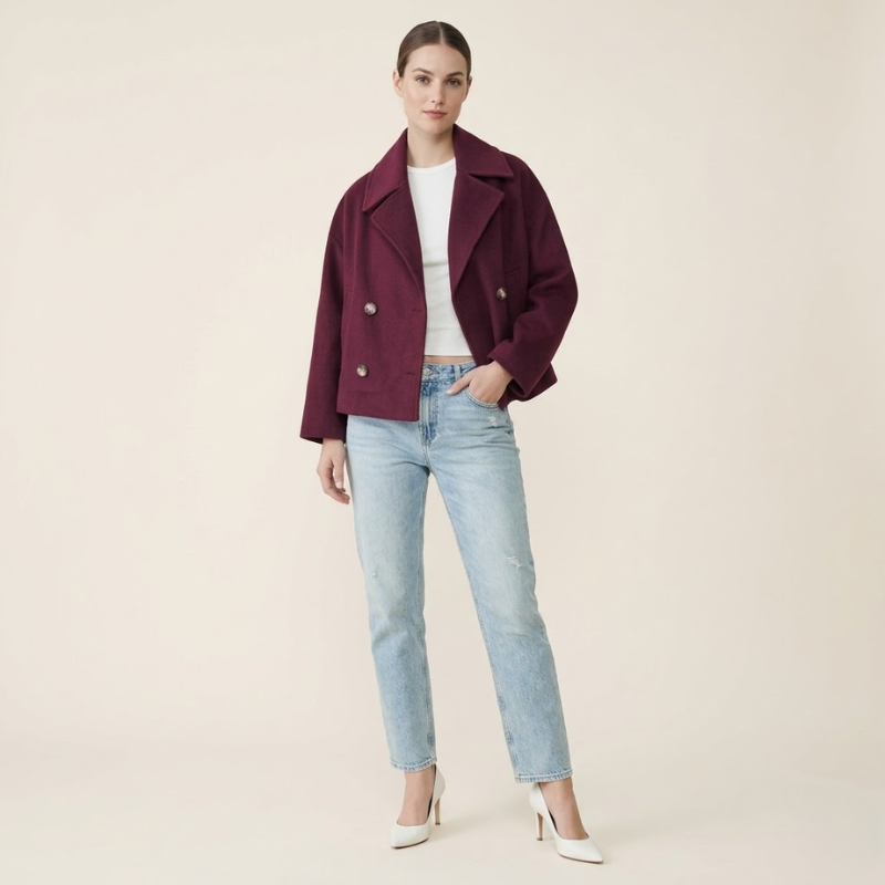 Gianna | Short Double-Breasted Wool Coat for Women