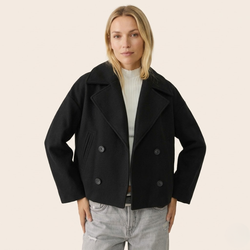 Gianna | Short Double-Breasted Wool Coat for Women