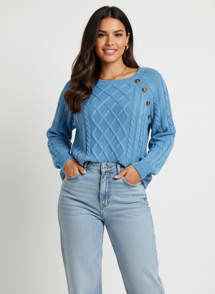 Gianna | Cable Knit Boat Neck Sweater for Women