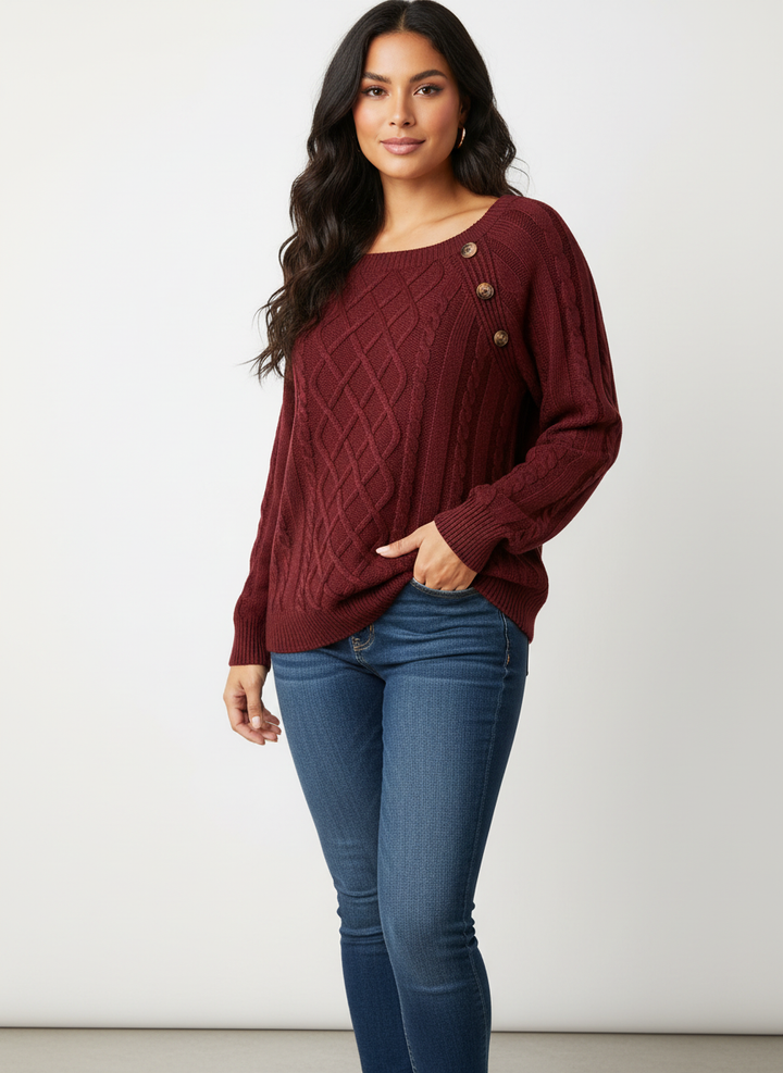 Gianna | Cable Knit Boat Neck Sweater for Women