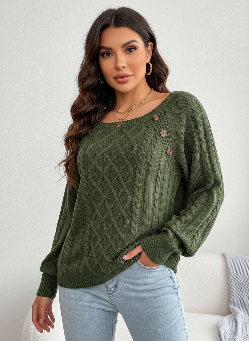 Gianna | Cable Knit Boat Neck Sweater for Women
