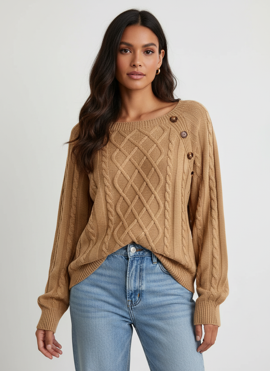 Gianna | Cable Knit Boat Neck Sweater for Women