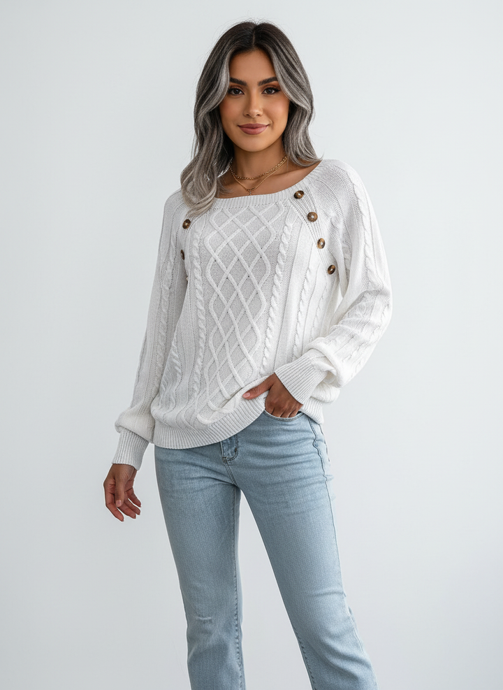 Gianna | Cable Knit Boat Neck Sweater for Women