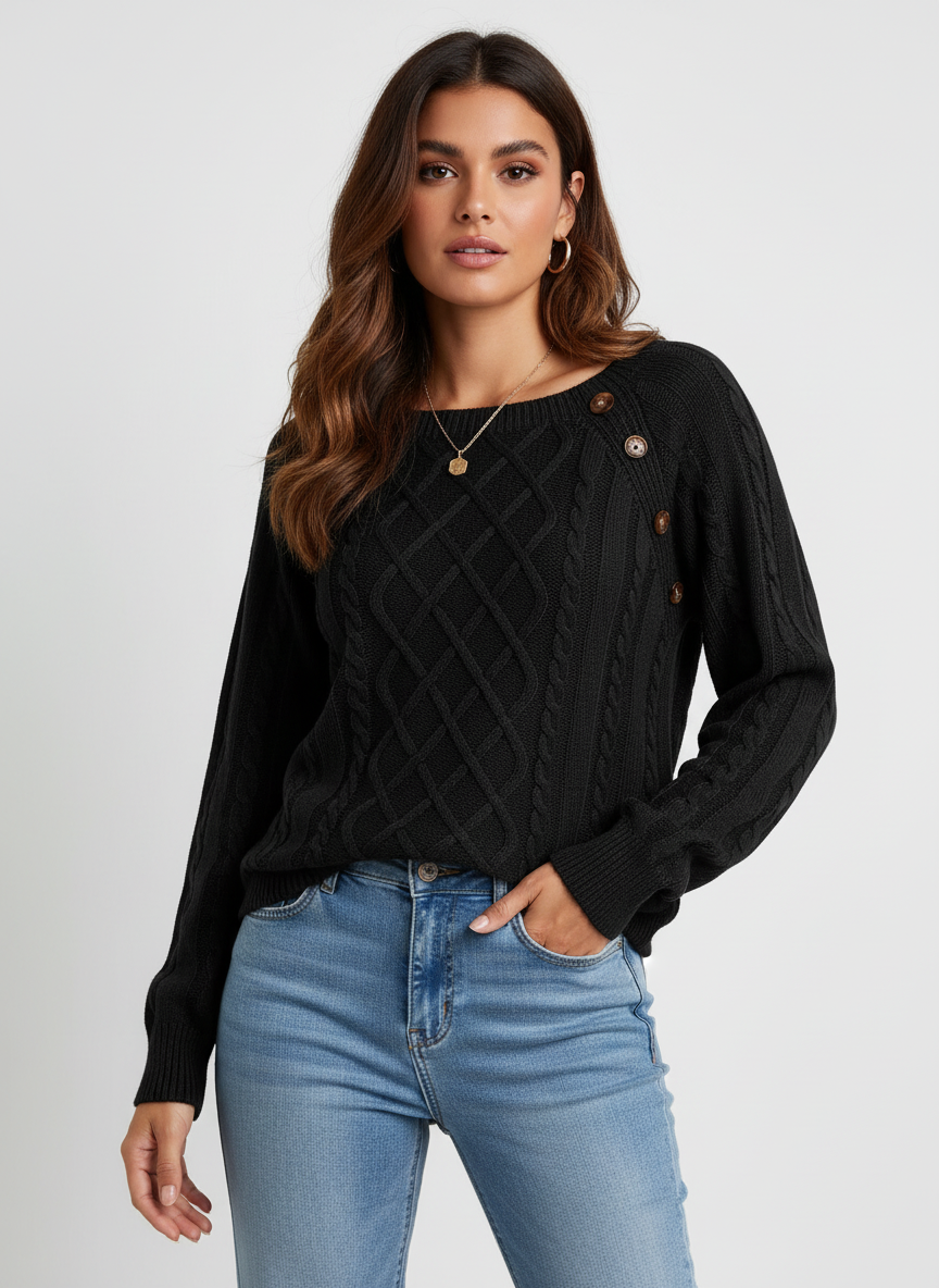 Gianna | Cable Knit Boat Neck Sweater for Women