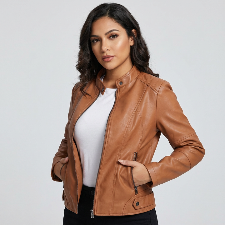 Carmen | Sleek Faux Leather Jacket for Women