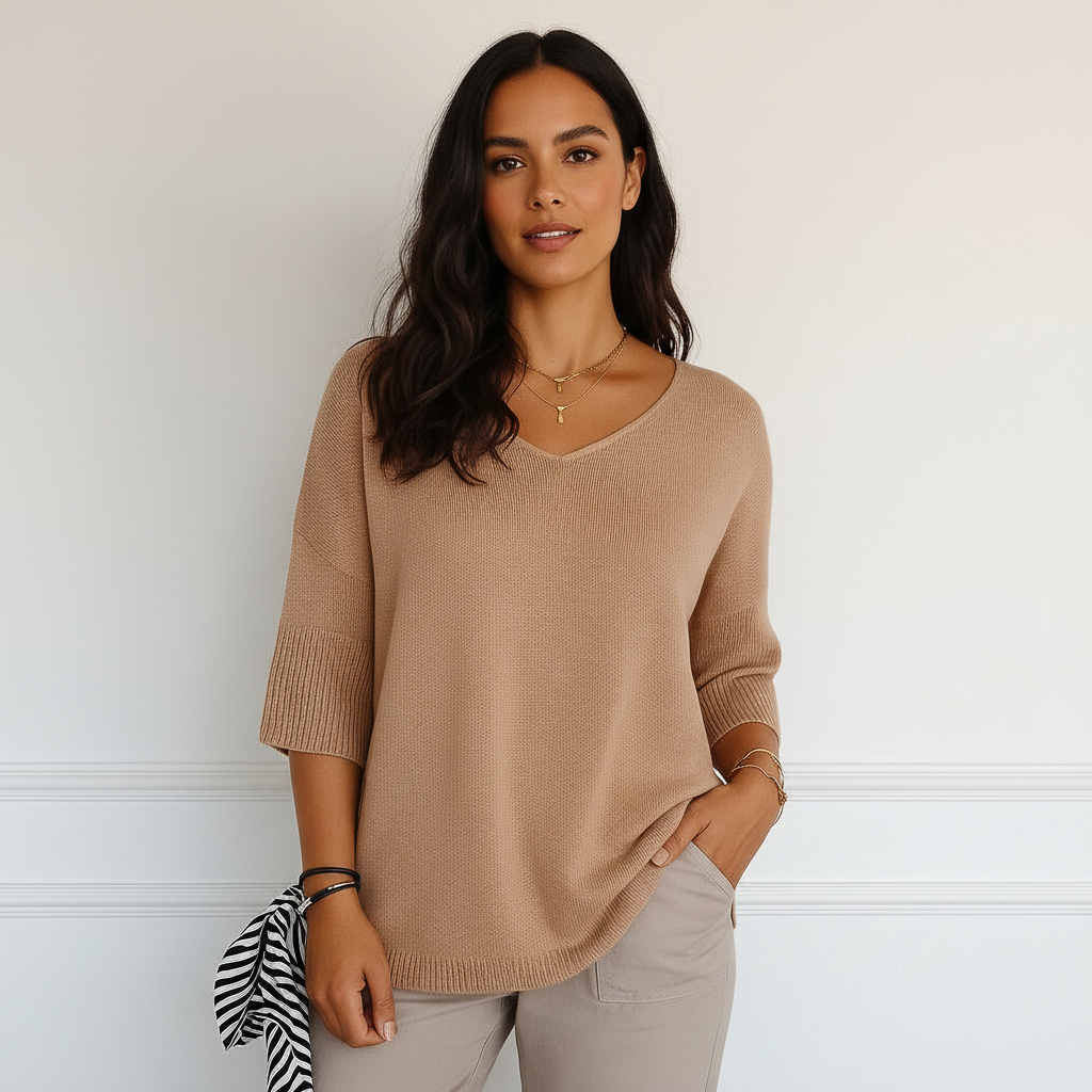 Sadie | V-Neck Ribbed Sweater for Women