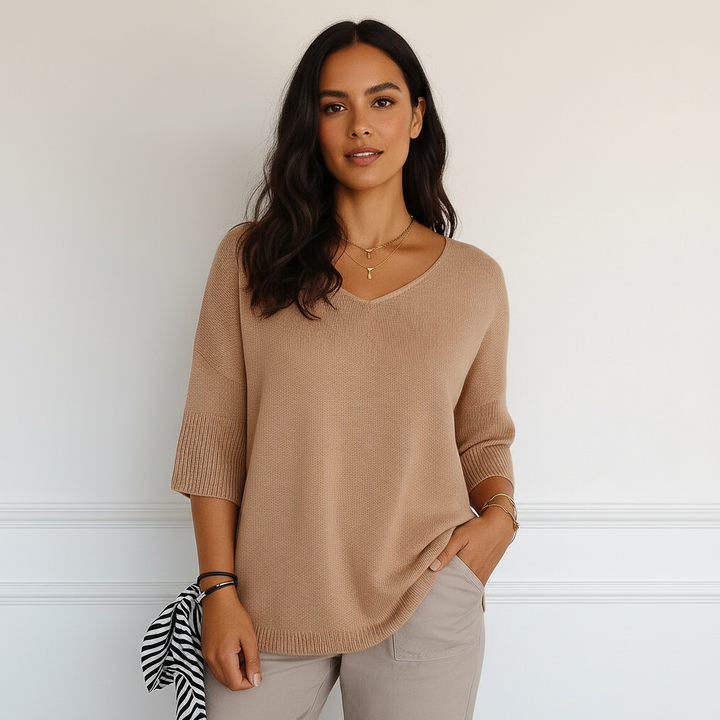 Sadie | V-Neck Ribbed Sweater for Women