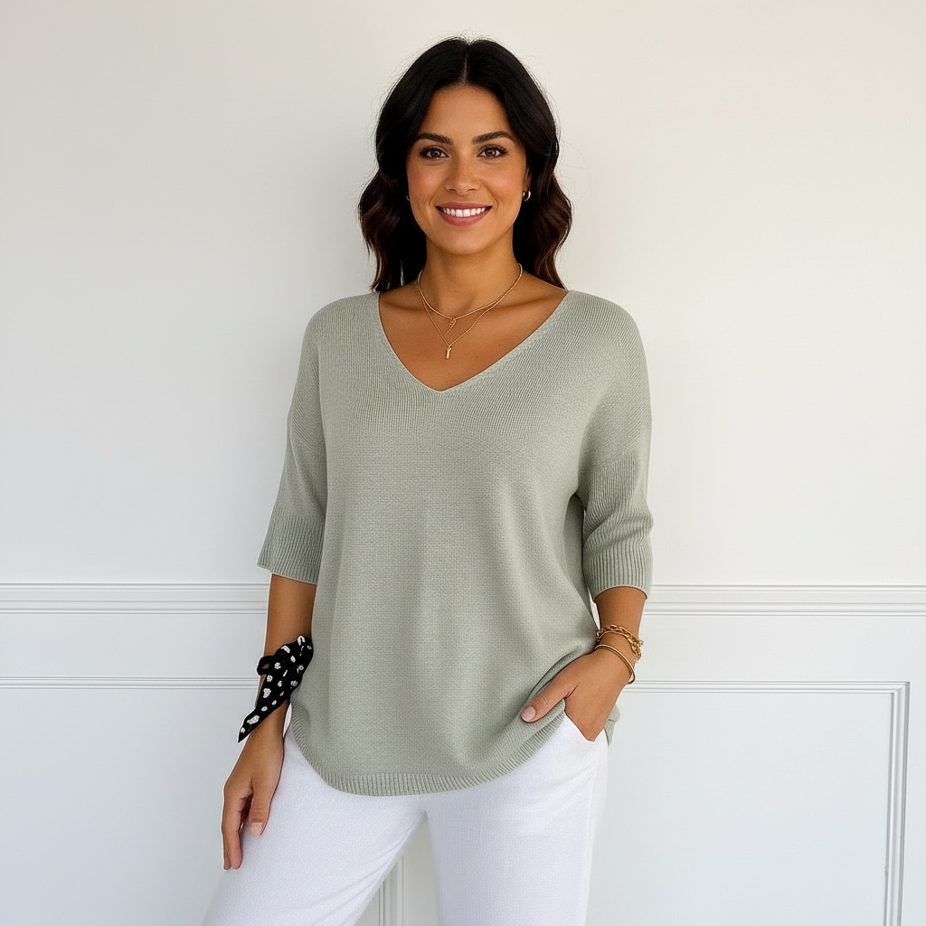 Sadie | V-Neck Ribbed Sweater for Women