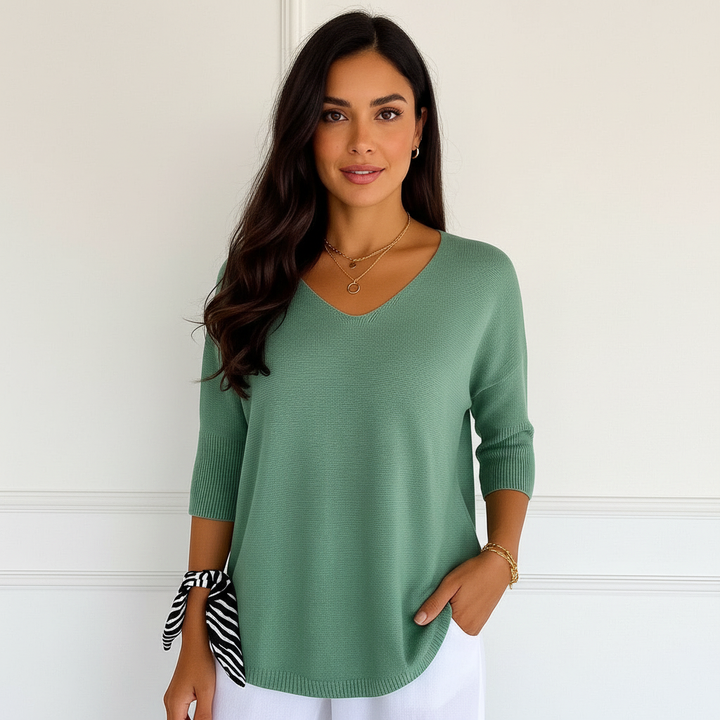 Sadie | V-Neck Ribbed Sweater for Women