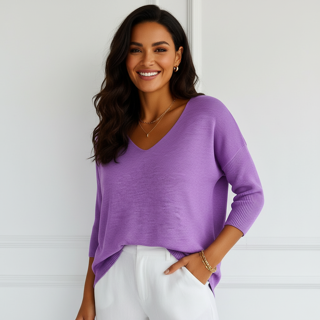 Sadie | V-Neck Ribbed Sweater for Women