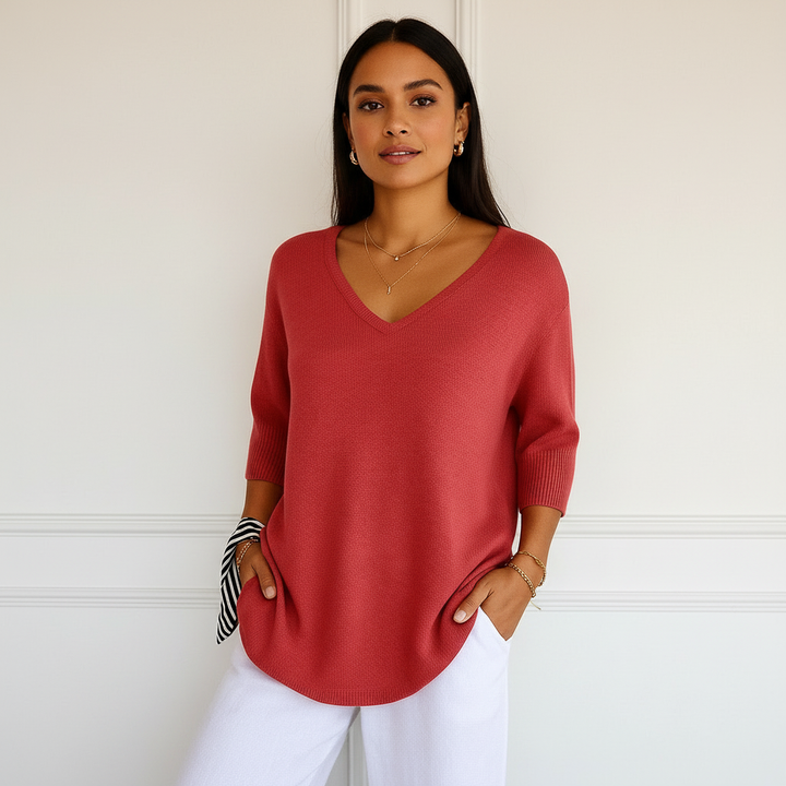 Sadie | V-Neck Ribbed Sweater for Women