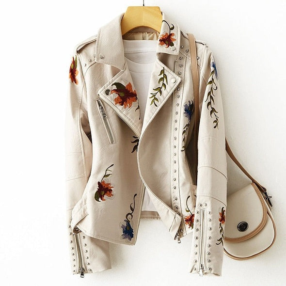 Talia | Sleek Leather Moto Jacket for Women