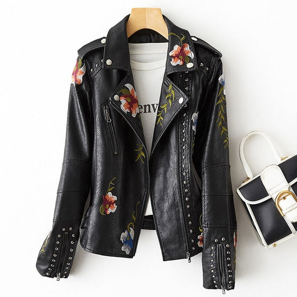 Talia | Sleek Leather Moto Jacket for Women