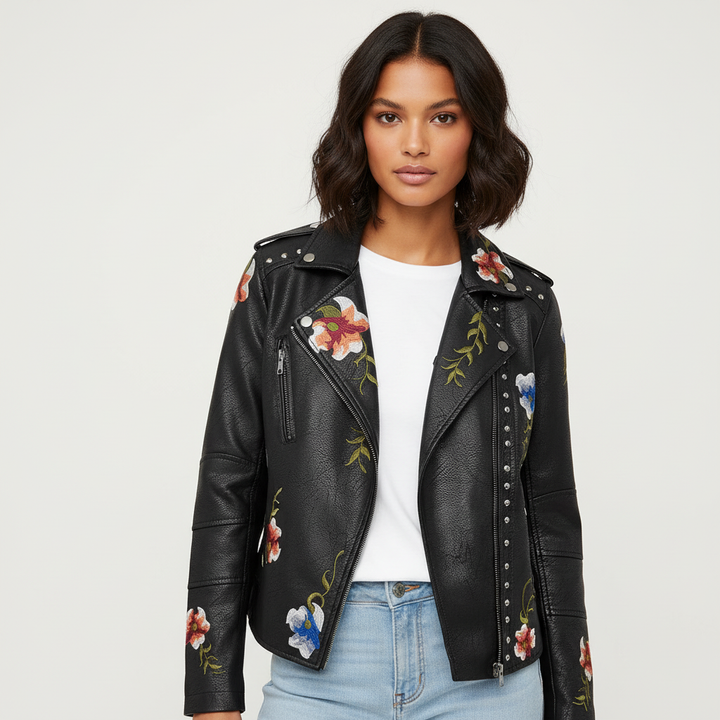 Talia | Sleek Leather Moto Jacket for Women