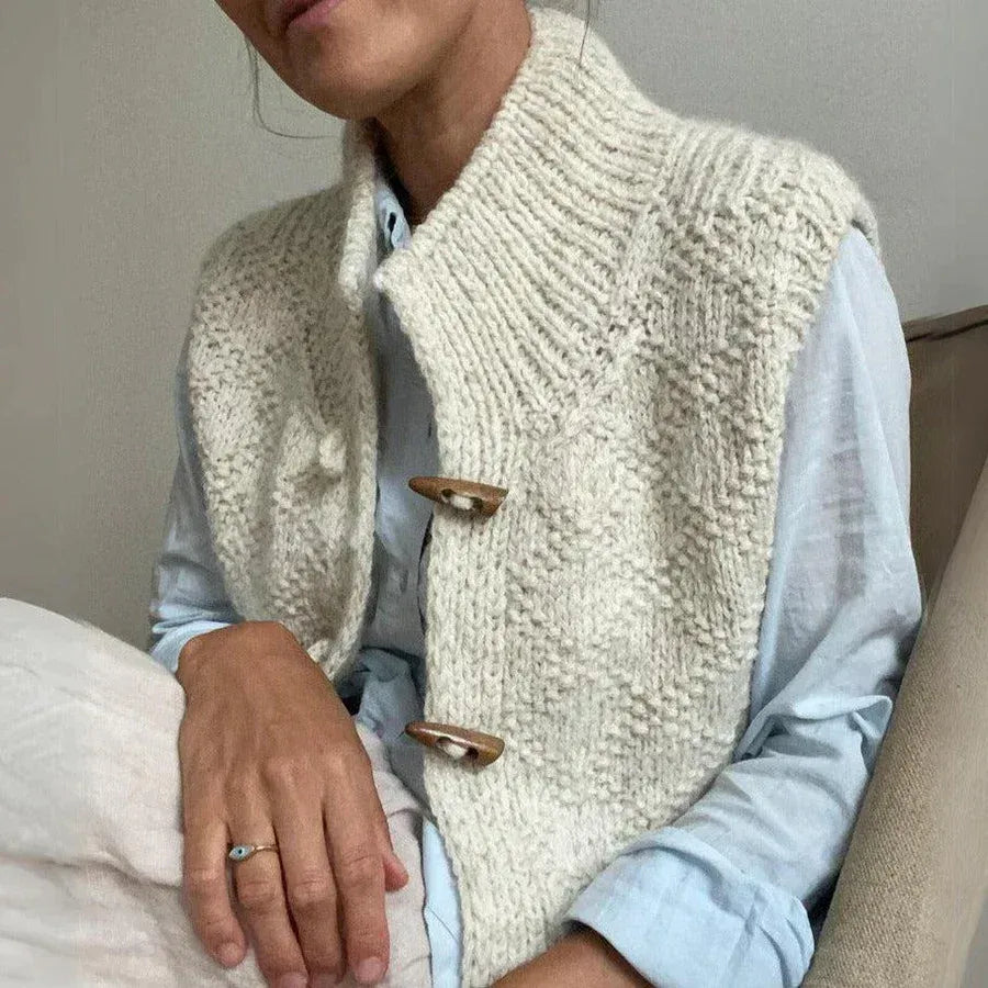 Sylvia | Button-Front Sleeveless Knit Sweater Vest for Women