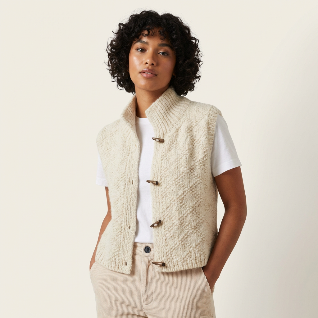 Sylvia | Button-Front Sleeveless Knit Sweater Vest for Women