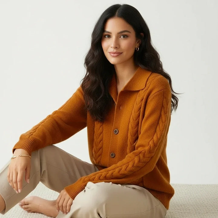 Esther | Cable Knit Button-Front Cardigan for Women