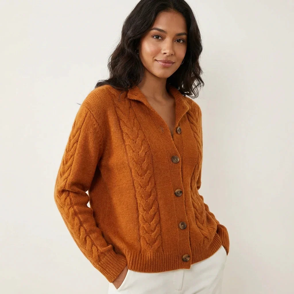 Esther | Cable Knit Button-Front Cardigan for Women